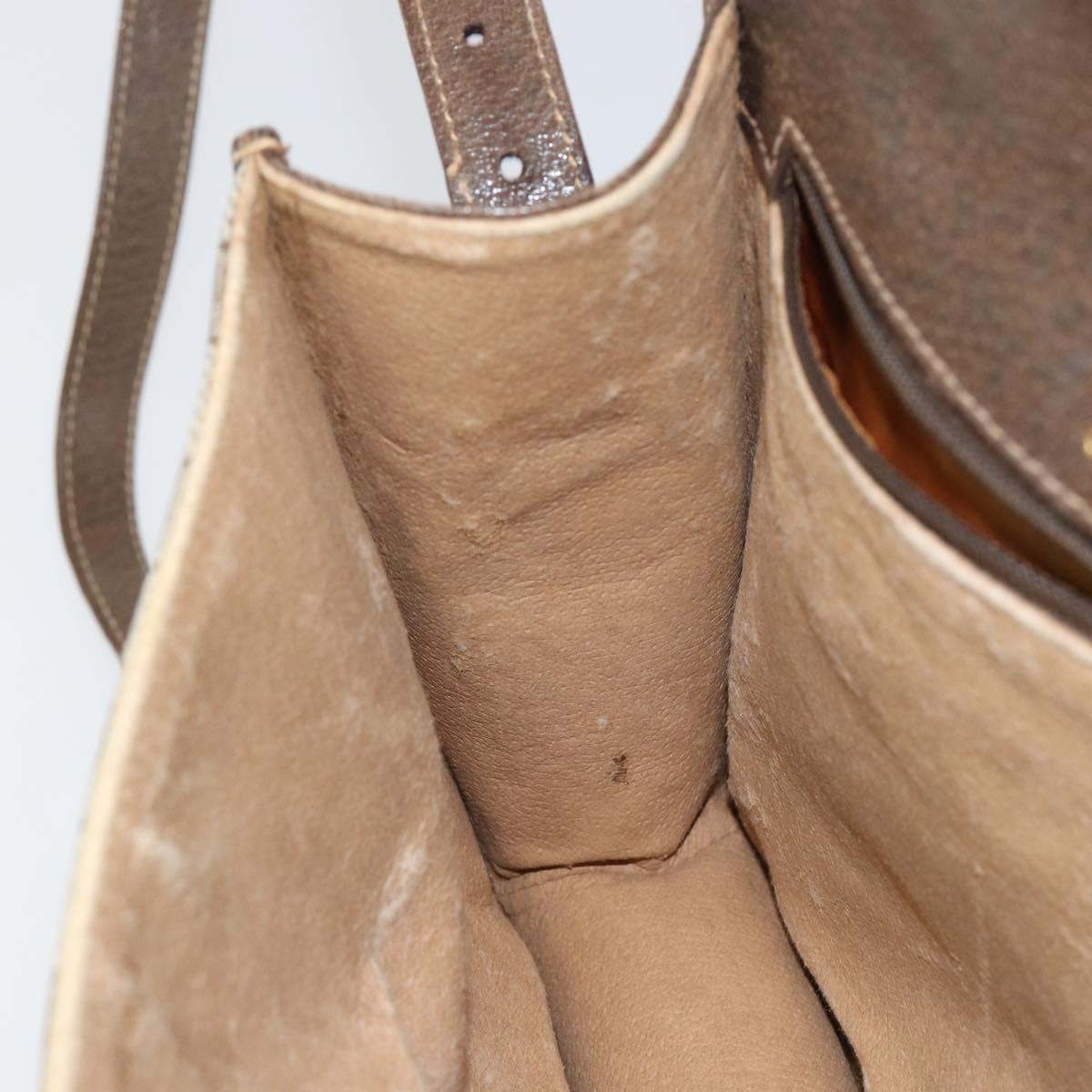 GUCCI GG Supreme Shoulder Bag PVC Beige Gold Auth ep11867