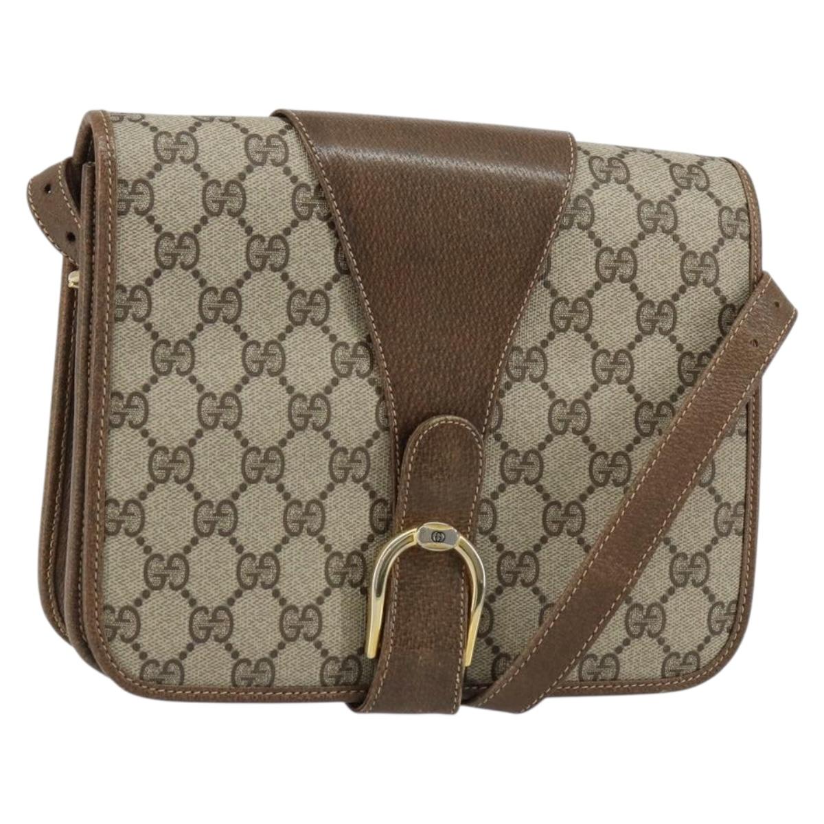 GUCCI GG Supreme Shoulder Bag PVC Beige Gold Auth ep11867