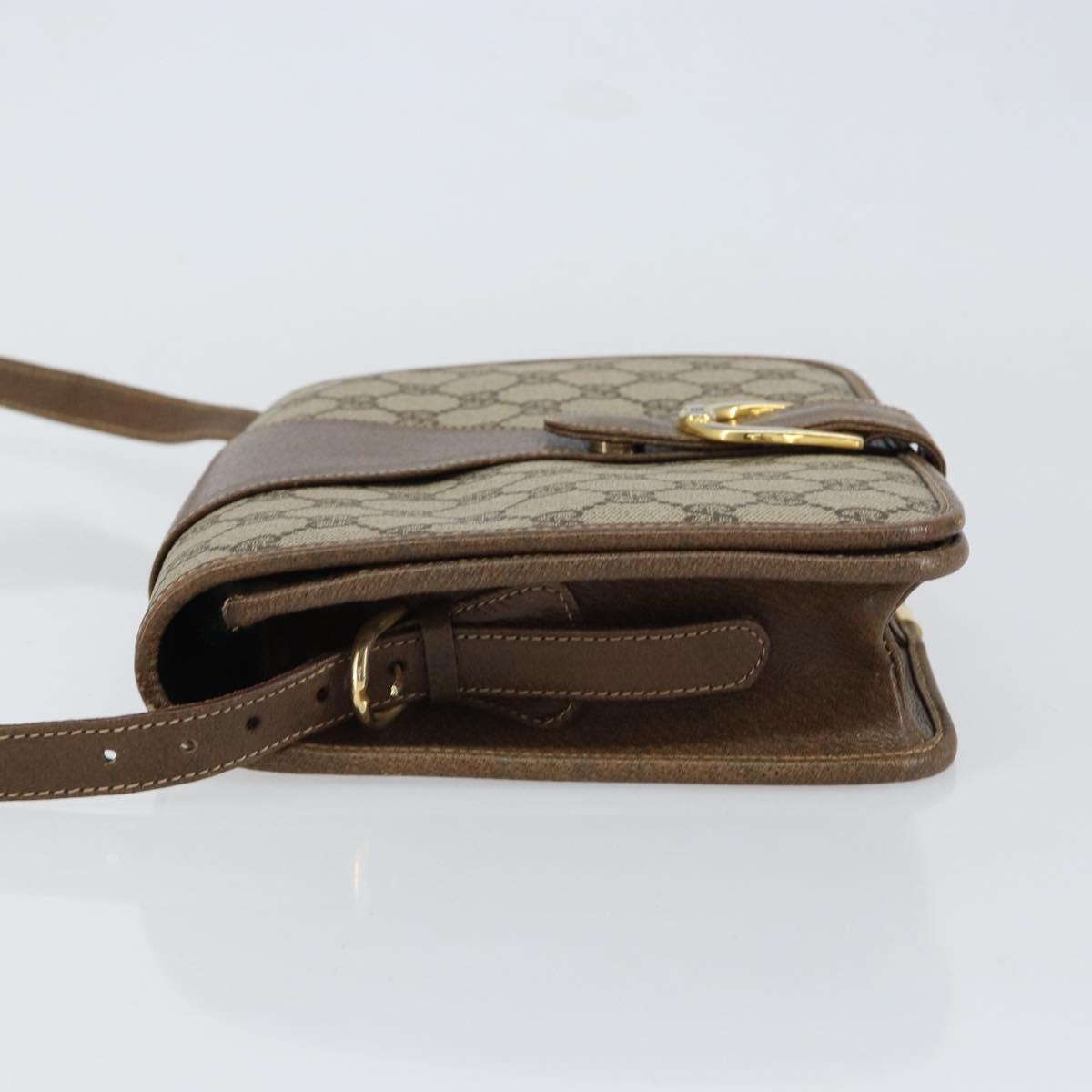 GUCCI GG Supreme Shoulder Bag PVC Beige Gold Auth ep11867