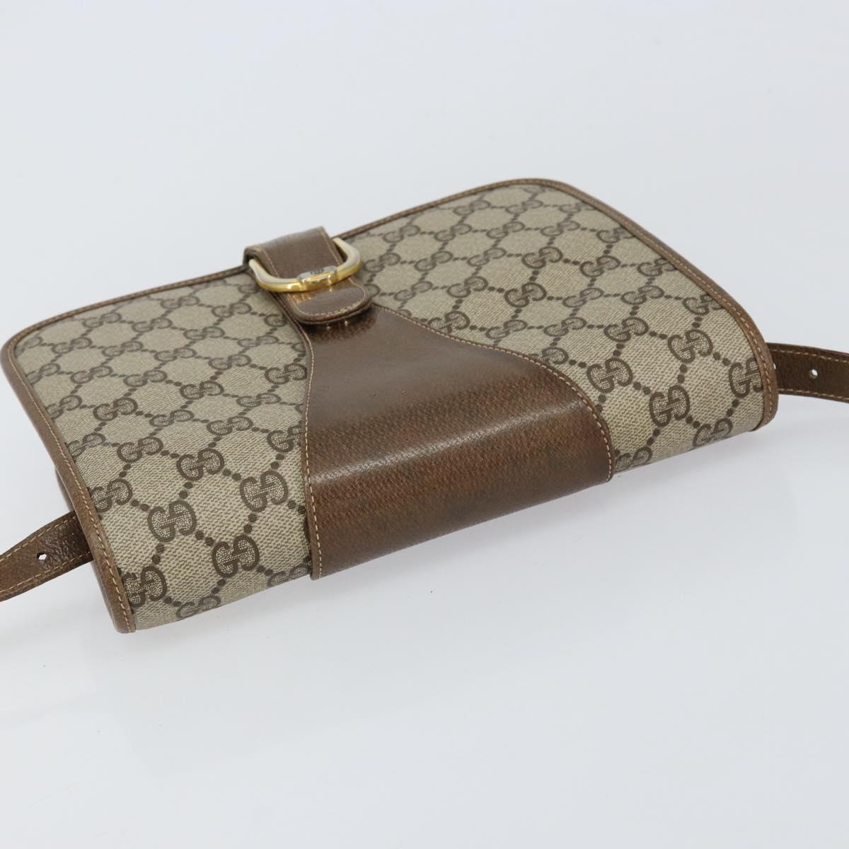 GUCCI GG Supreme Shoulder Bag PVC Beige Gold Auth ep11867