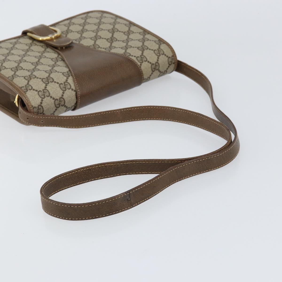 GUCCI GG Supreme Shoulder Bag PVC Beige Gold Auth ep11867