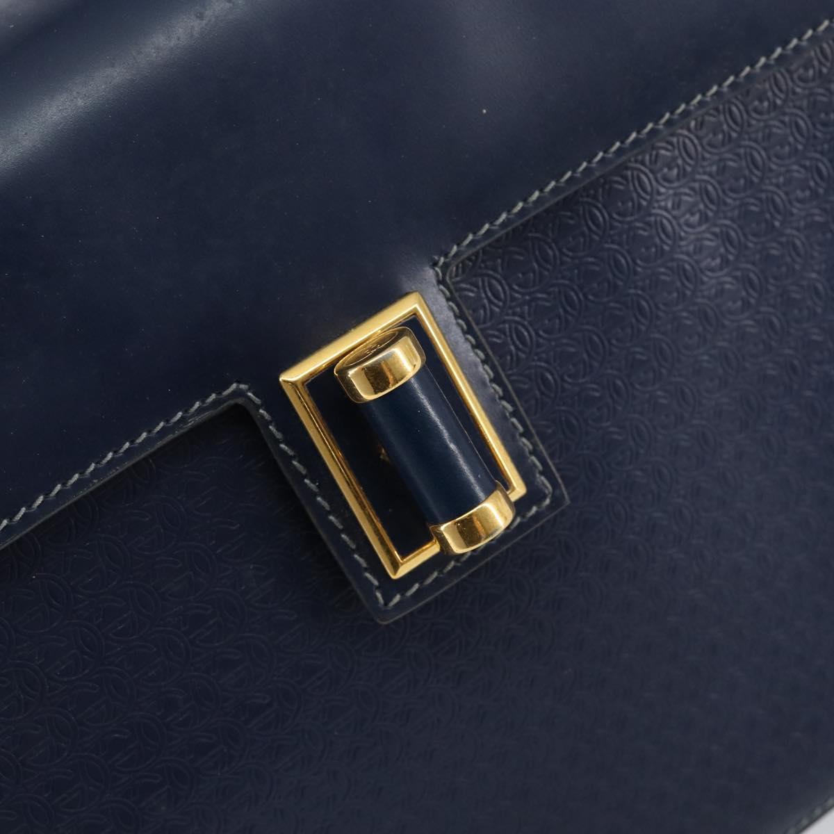 GUCCI Hand Bag Leather Navy Gold 000 46 0096 Auth ep11875
