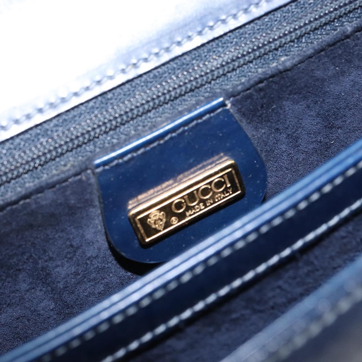 GUCCI Hand Bag Leather Navy Gold 000 46 0096 Auth ep11875
