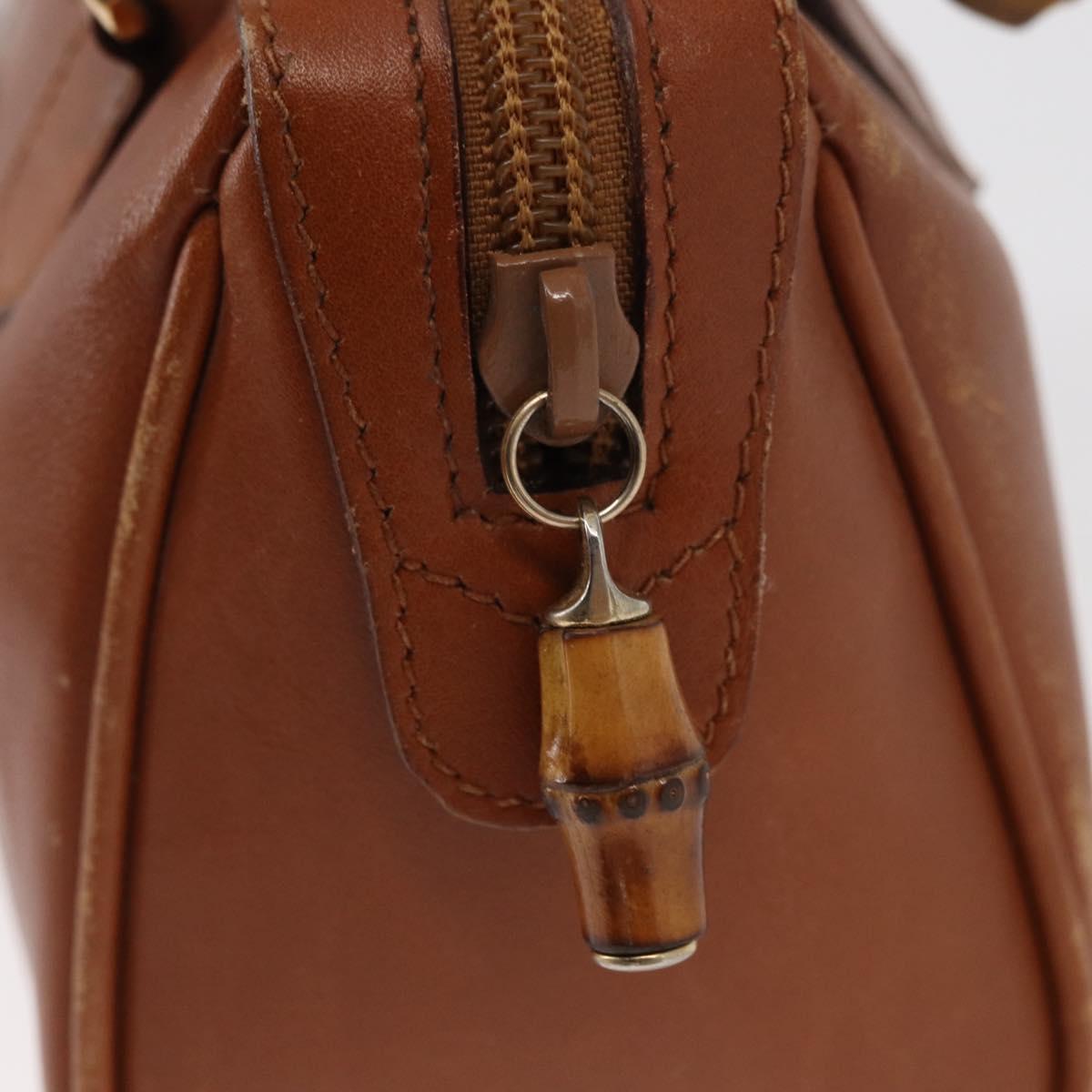 GUCCI Bamboo Hand Bag Leather Brown Gold 007 3444 0232 Auth ep11877