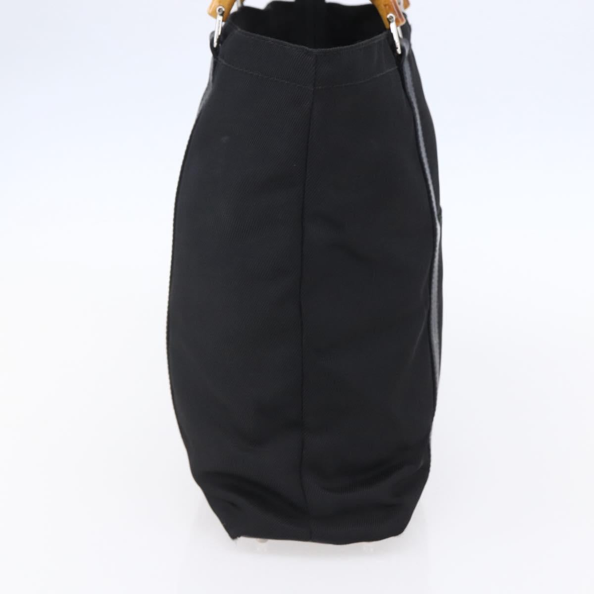 GUCCI Bamboo Hand Bag Nylon Black Silver 000 3754 0508 Auth ep11878