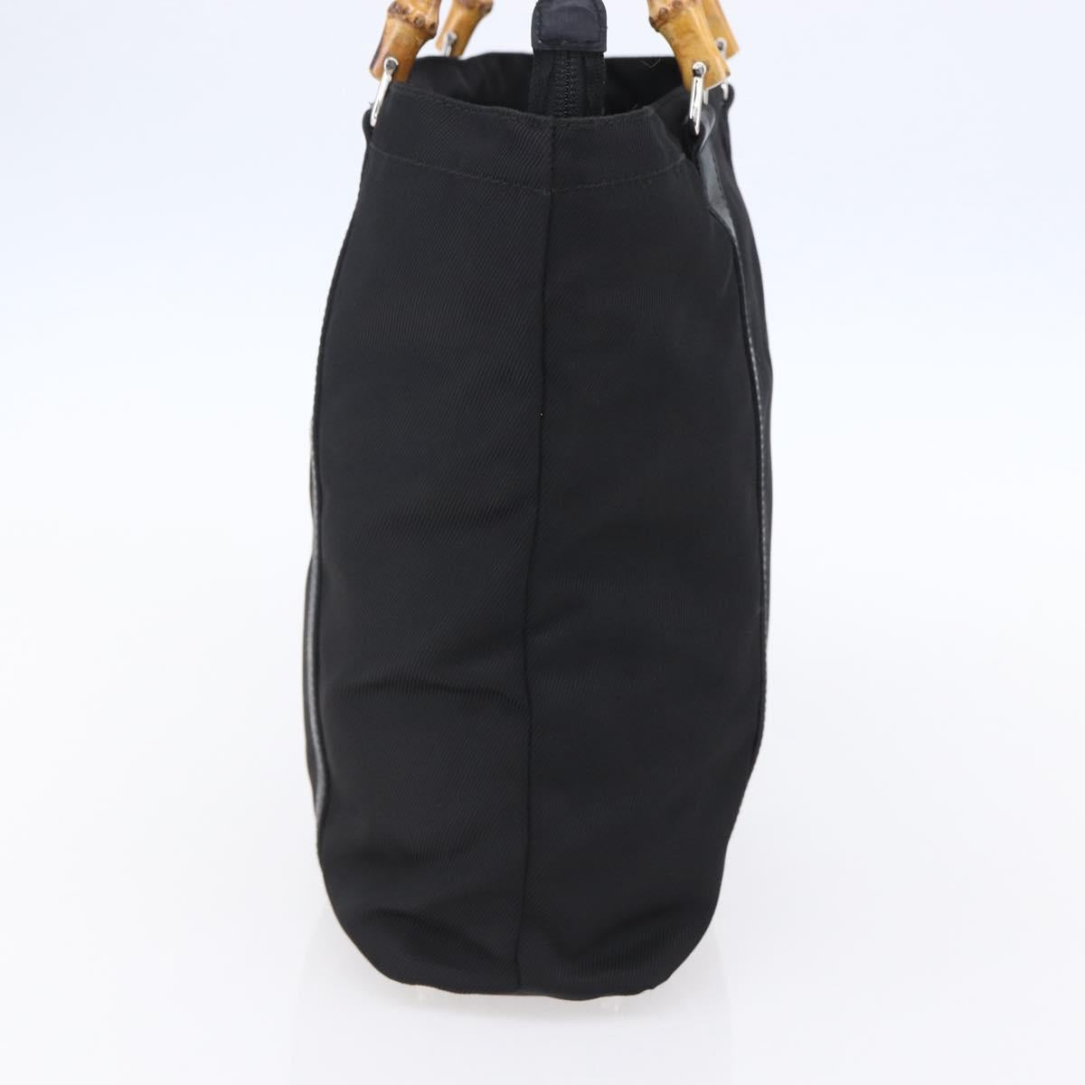 GUCCI Bamboo Hand Bag Nylon Black Silver 000 3754 0508 Auth ep11878