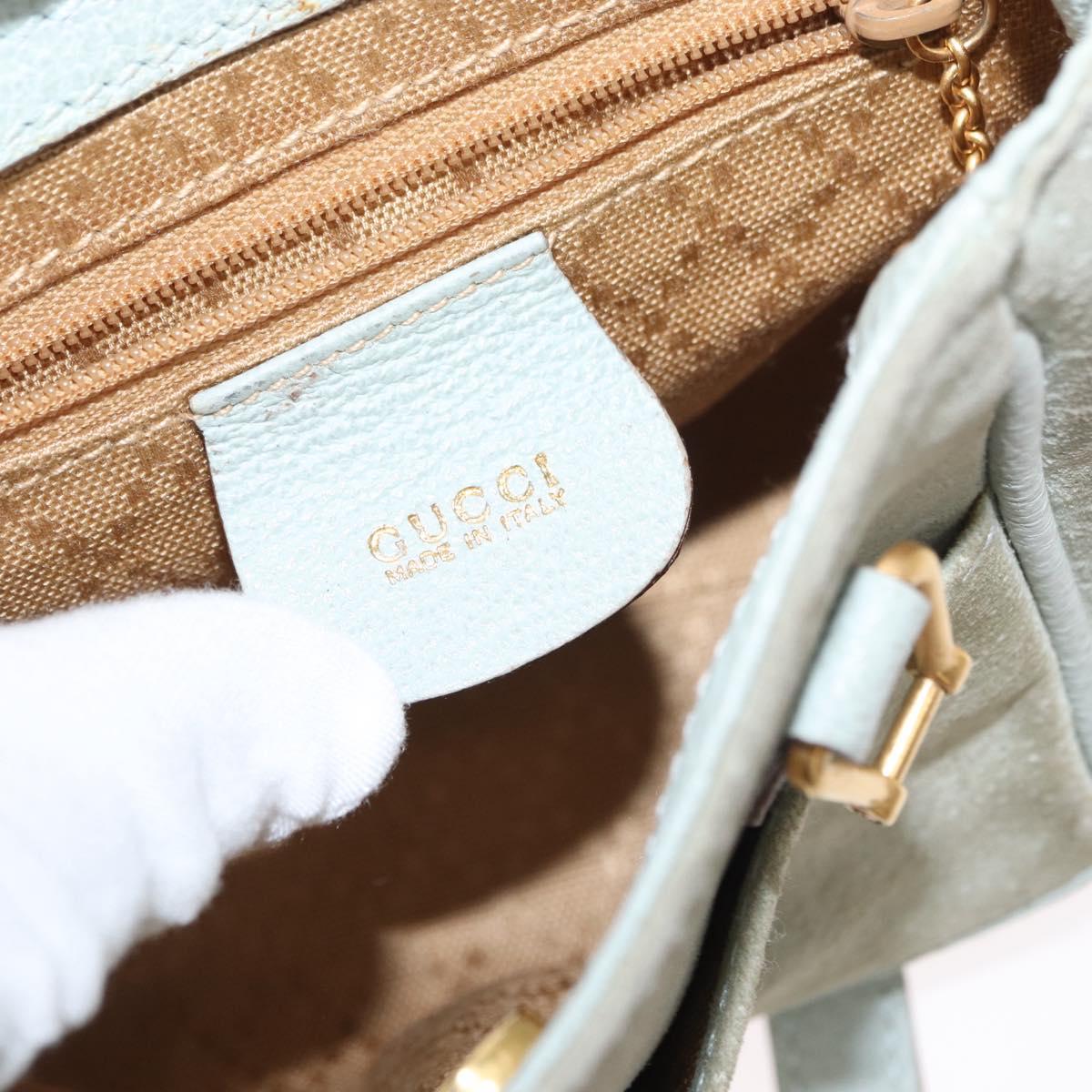 GUCCI Shoulder Bag Suede 2way Light Blue Gold 007 1793 0238 Auth ep11879