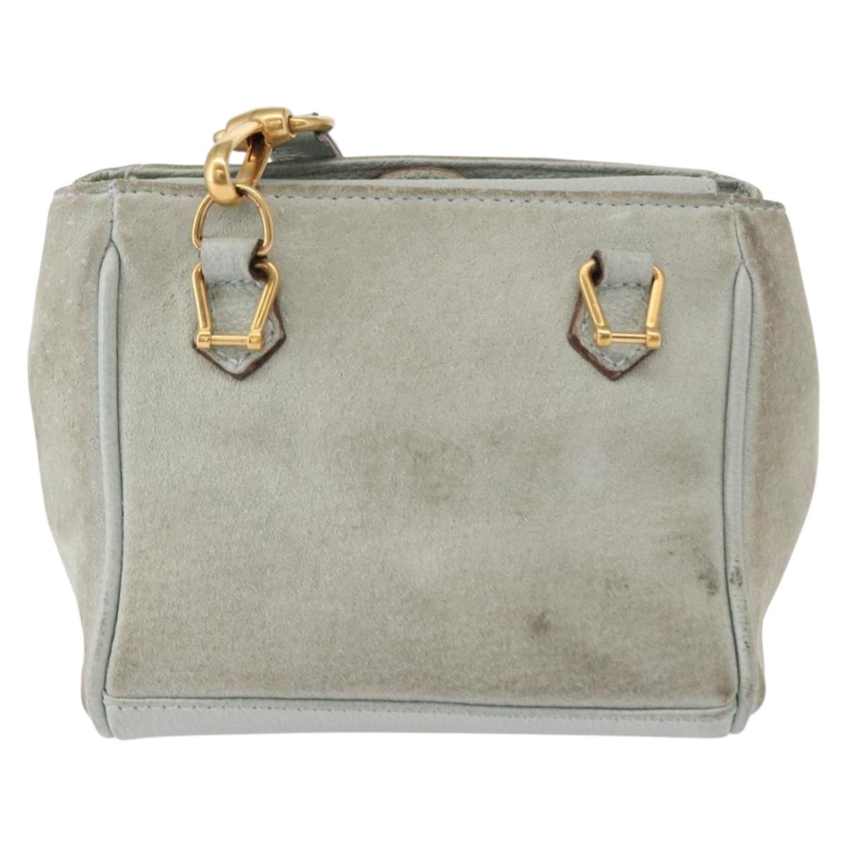 GUCCI Shoulder Bag Suede 2way Light Blue Gold 007 1793 0238 Auth ep11879