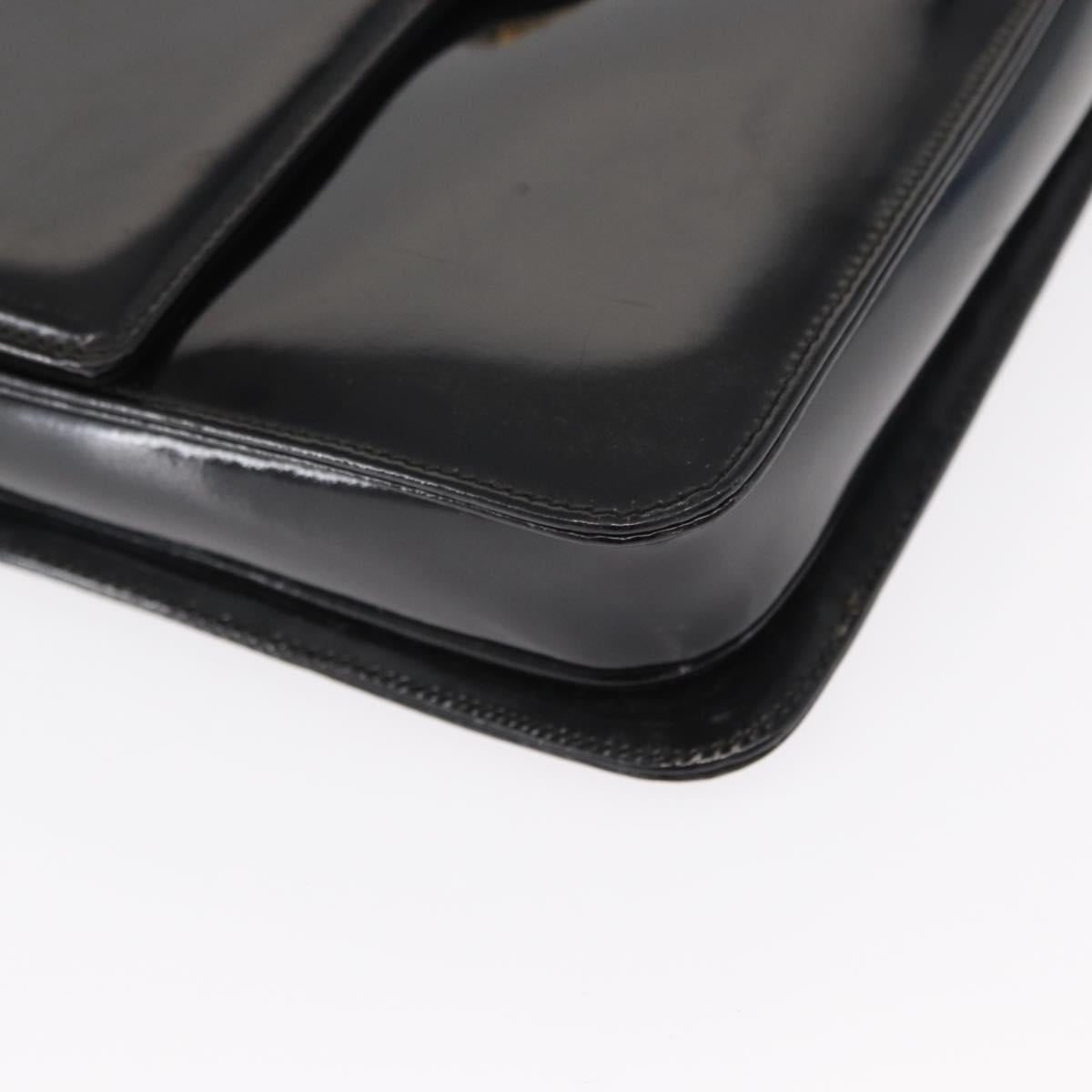 GUCCI Shoulder Bag Enamel Black Gold 004 33 0280 Auth ep11880