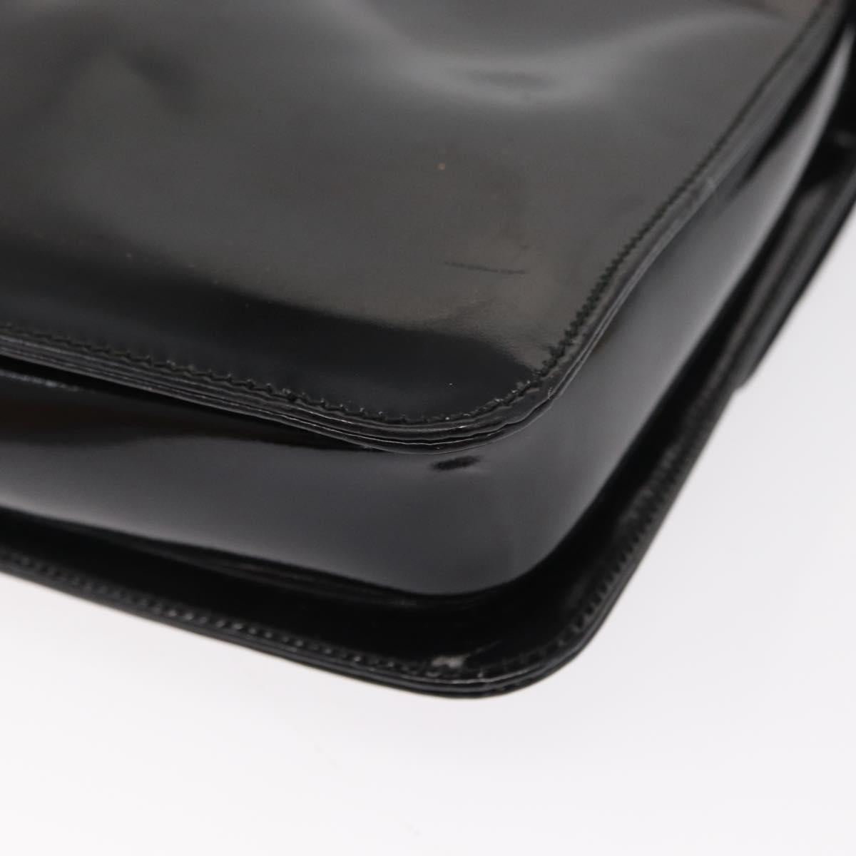 GUCCI Shoulder Bag Enamel Black Gold 004 33 0280 Auth ep11880