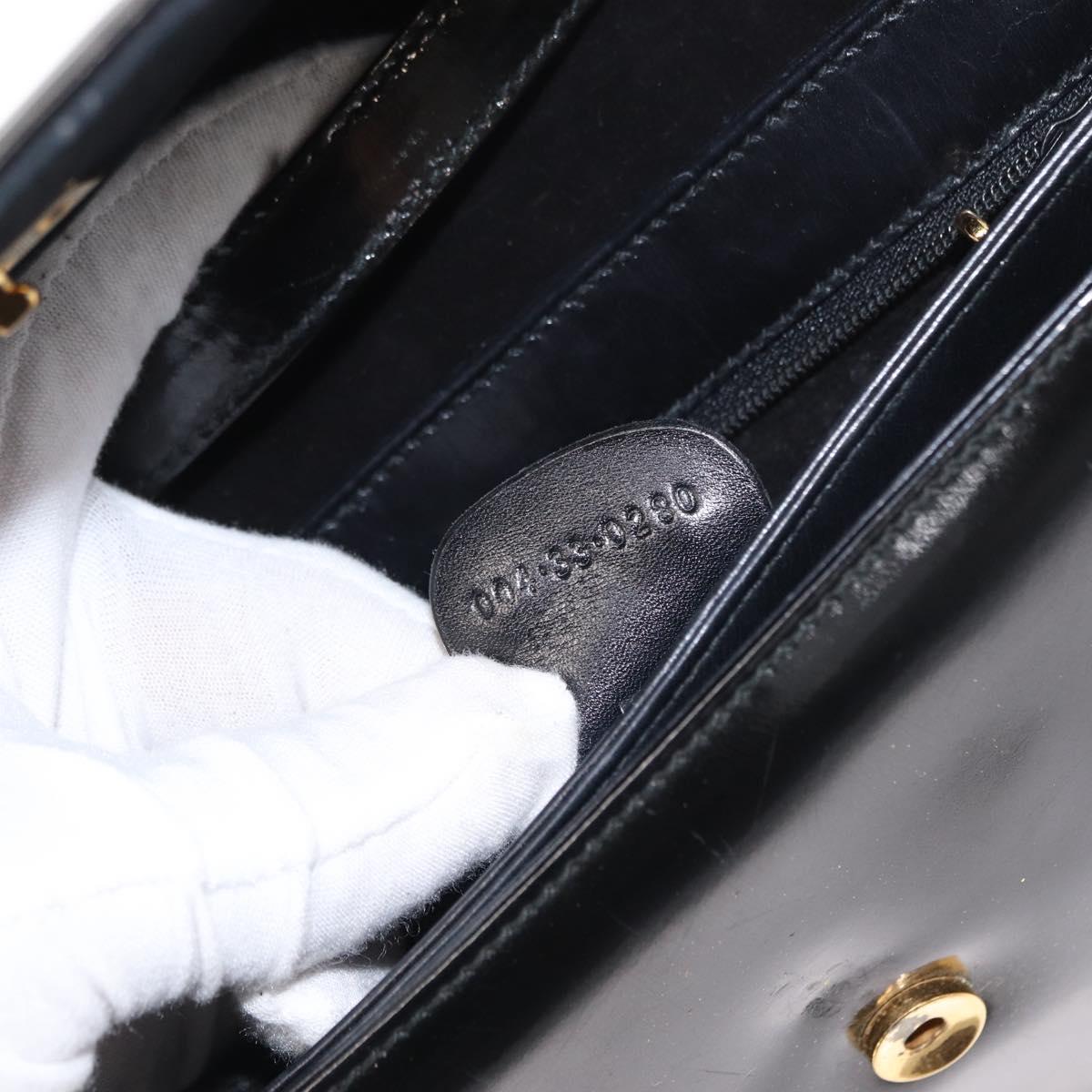 GUCCI Shoulder Bag Enamel Black Gold 004 33 0280 Auth ep11880