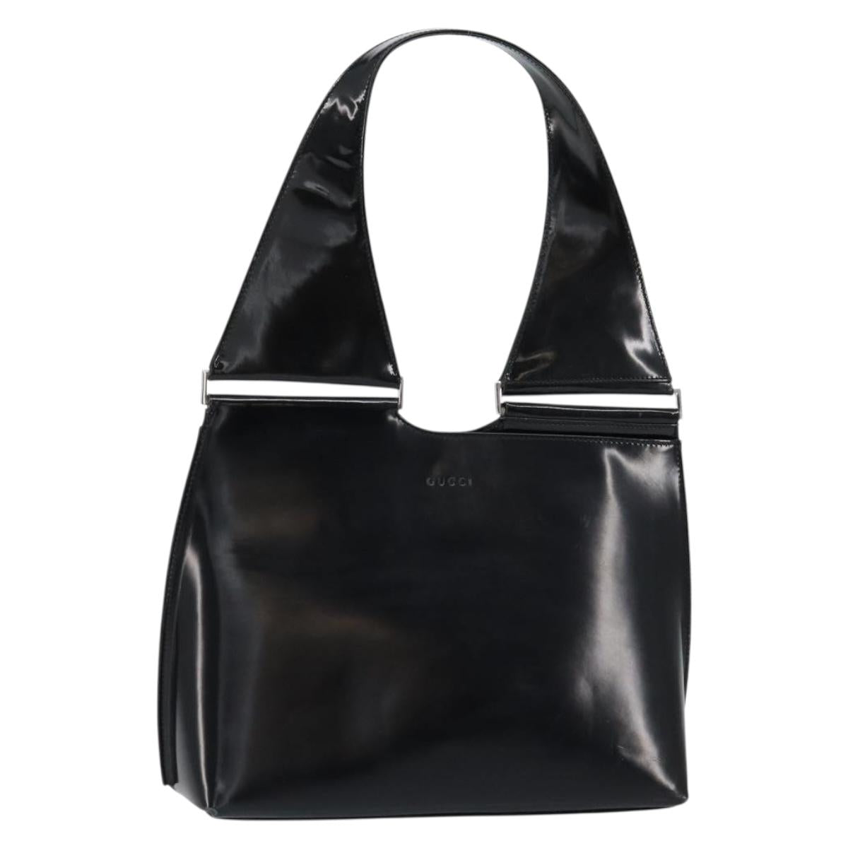 GUCCI Shoulder Bag Enamel Black Silver 001 3115 Auth ep11884