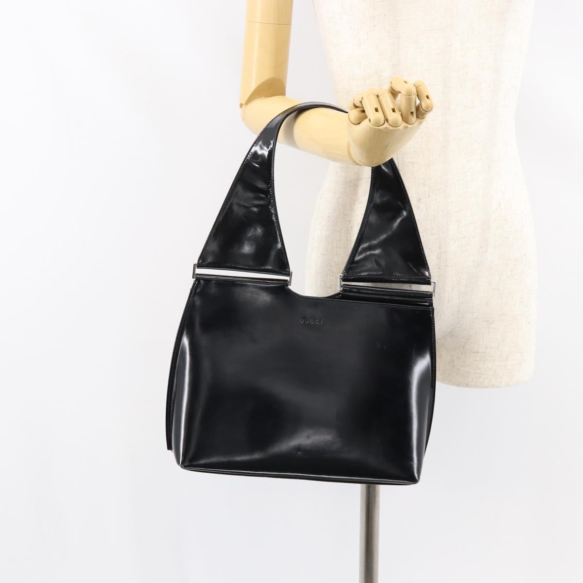 GUCCI Shoulder Bag Enamel Black Silver 001 3115 Auth ep11884