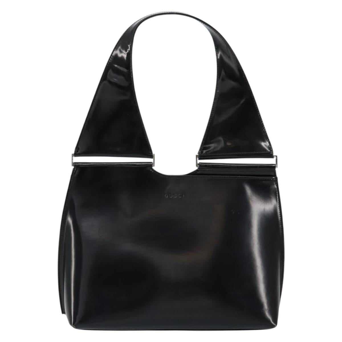 GUCCI Shoulder Bag Enamel Black Silver 001 3115 Auth ep11884