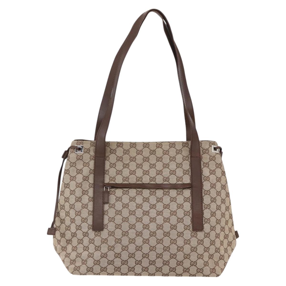 GUCCI GG Canvas Tote Bag Beige Silver 019 0493 Auth ep11885