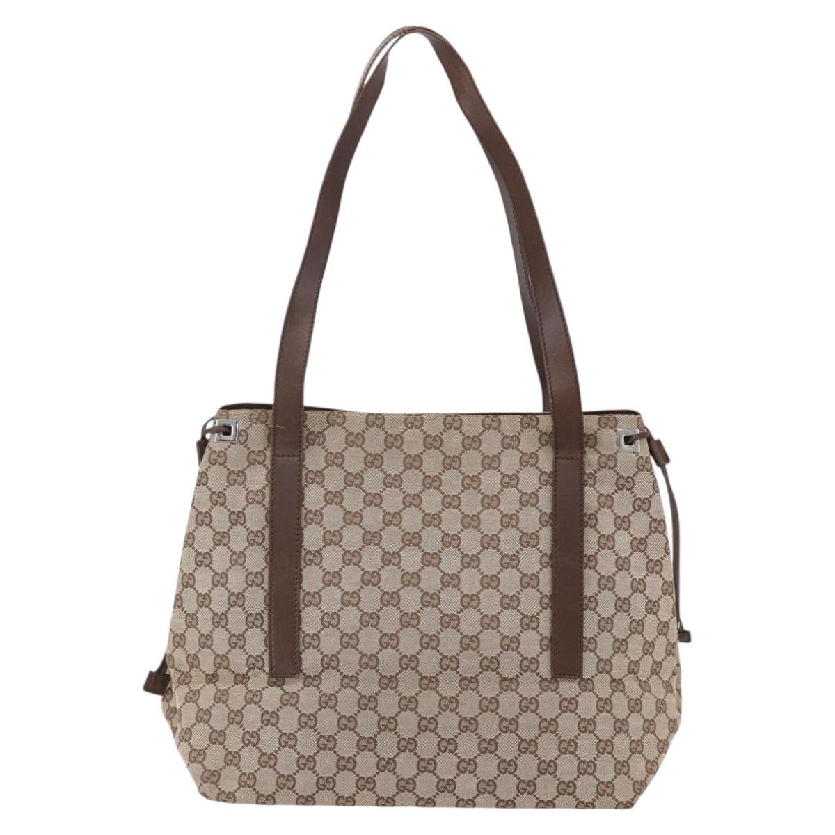 GUCCI GG Canvas Tote Bag Beige Silver 019 0493 Auth ep11885