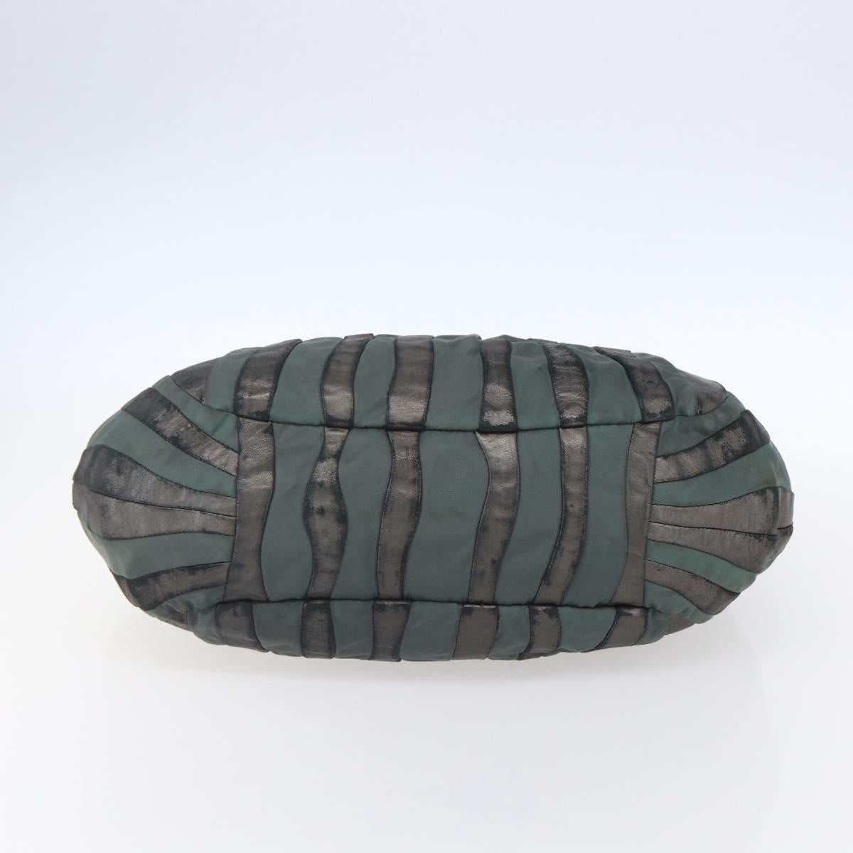 PRADA Hand Bag Leather Gray Silver Auth ep11888