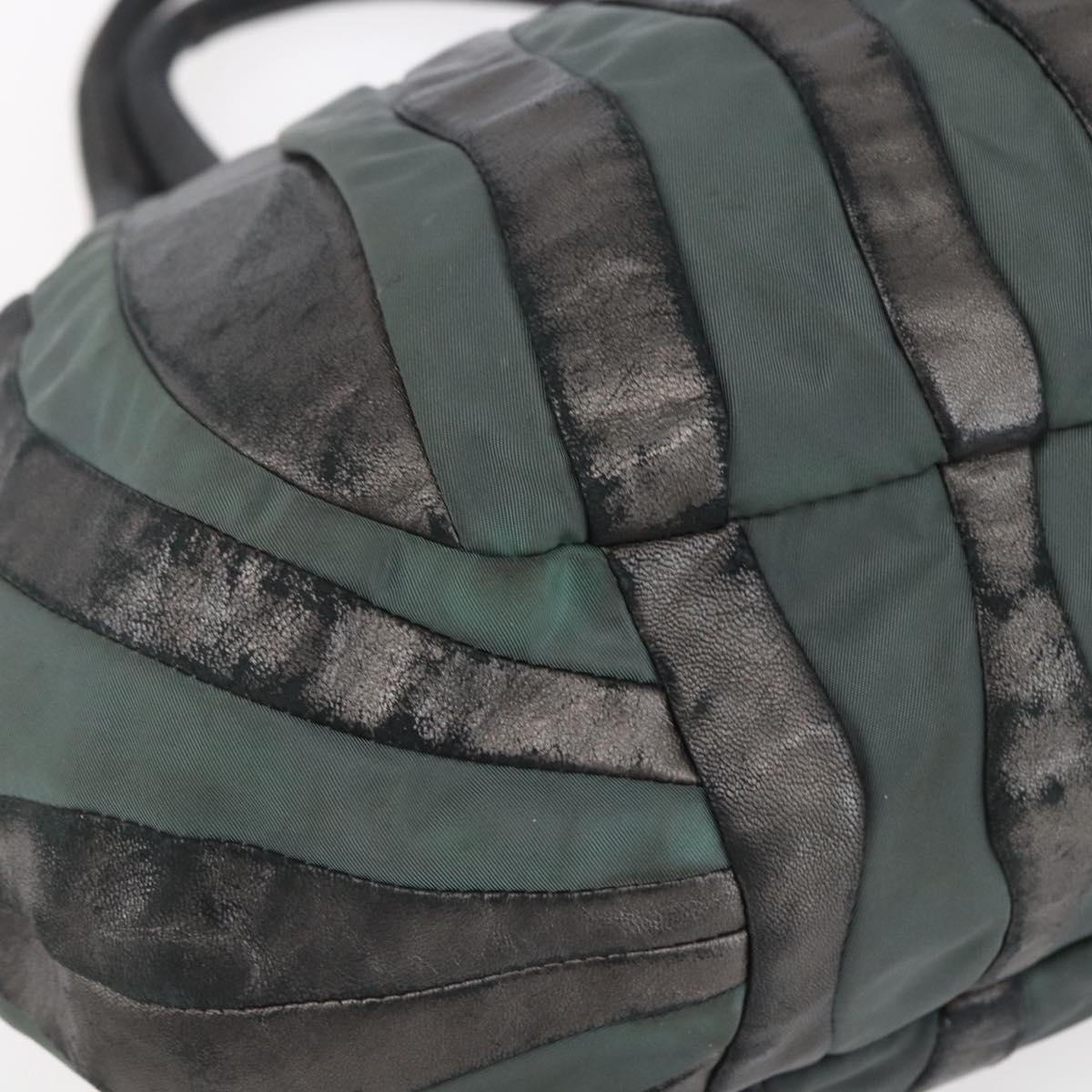 PRADA Hand Bag Leather Gray Silver Auth ep11888