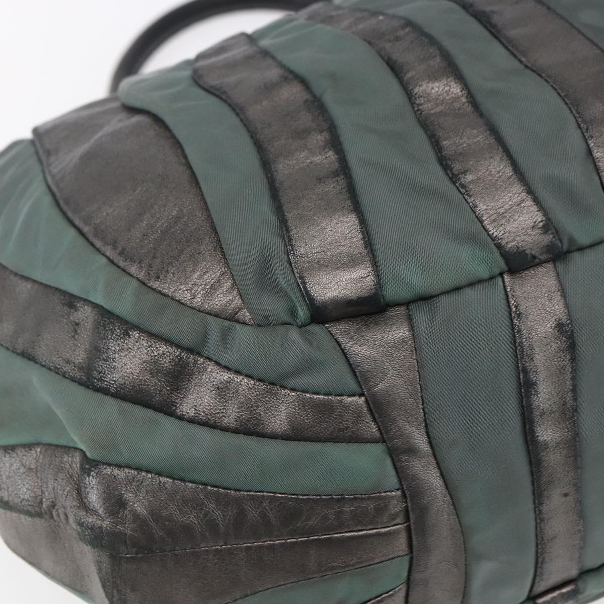 PRADA Hand Bag Leather Gray Silver Auth ep11888