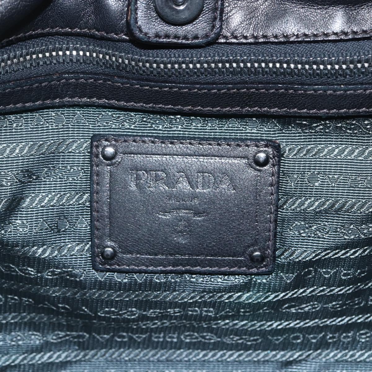 PRADA Hand Bag Leather Gray Silver Auth ep11888