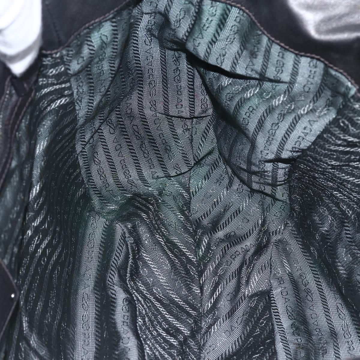 PRADA Hand Bag Leather Gray Silver Auth ep11888