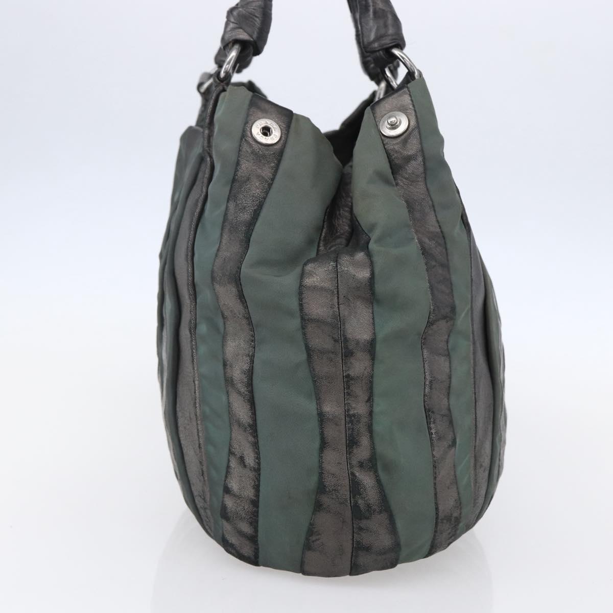 PRADA Hand Bag Leather Gray Silver Auth ep11888