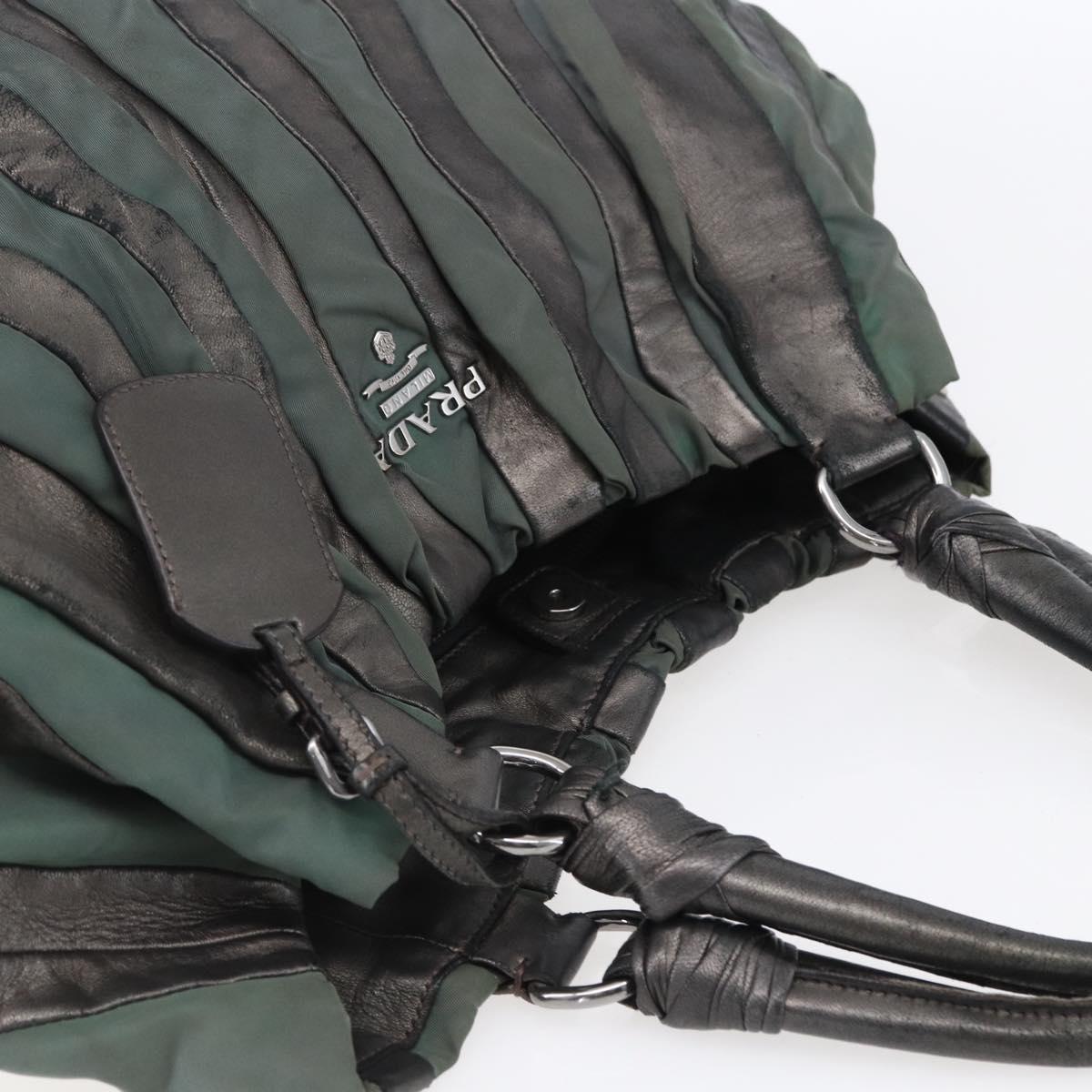 PRADA Hand Bag Leather Gray Silver Auth ep11888