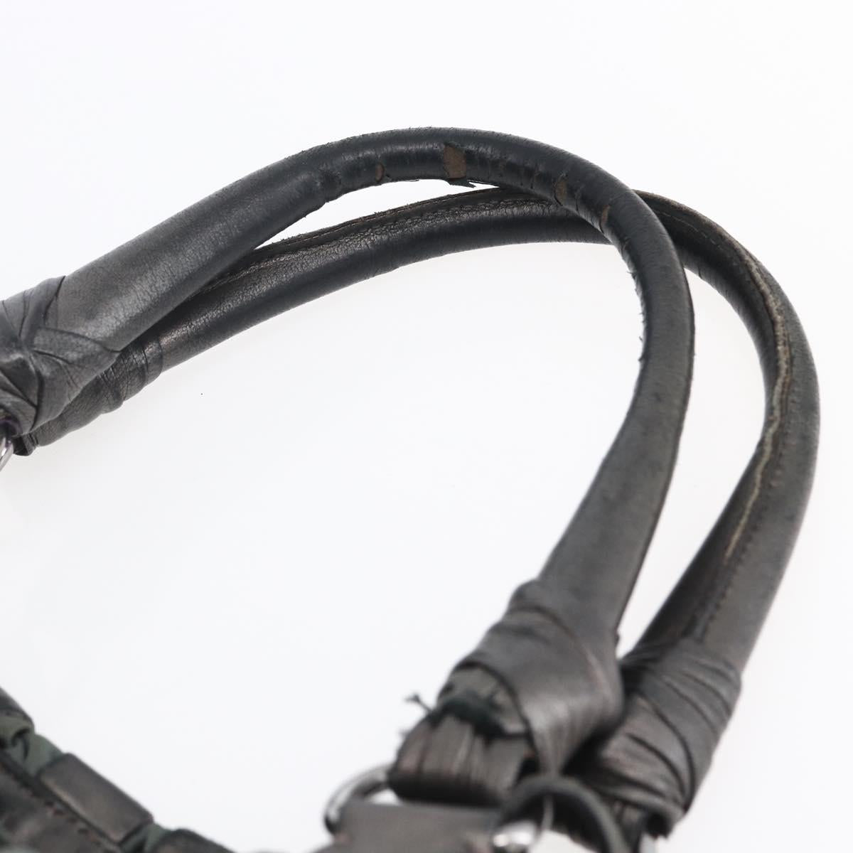 PRADA Hand Bag Leather Gray Silver Auth ep11888