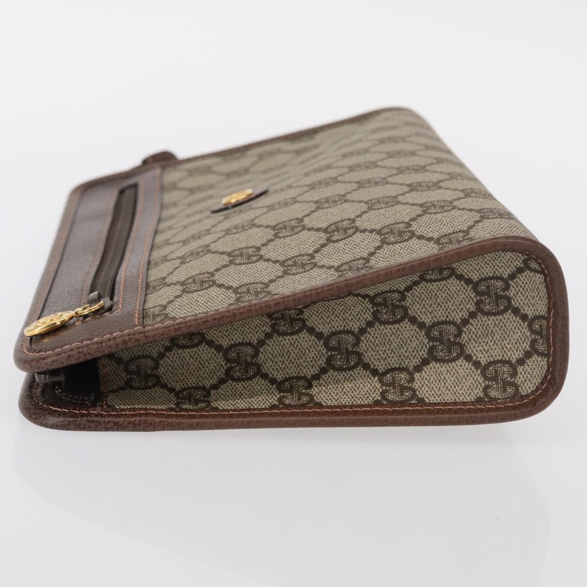 GUCCI GG Supreme Clutch Bag PVC Beige Gold 0141666063 Auth ep11893