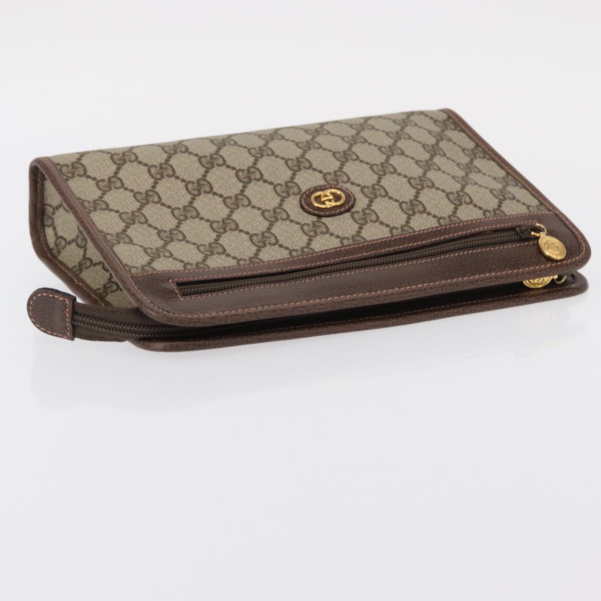 GUCCI GG Supreme Clutch Bag PVC Beige Gold 0141666063 Auth ep11893