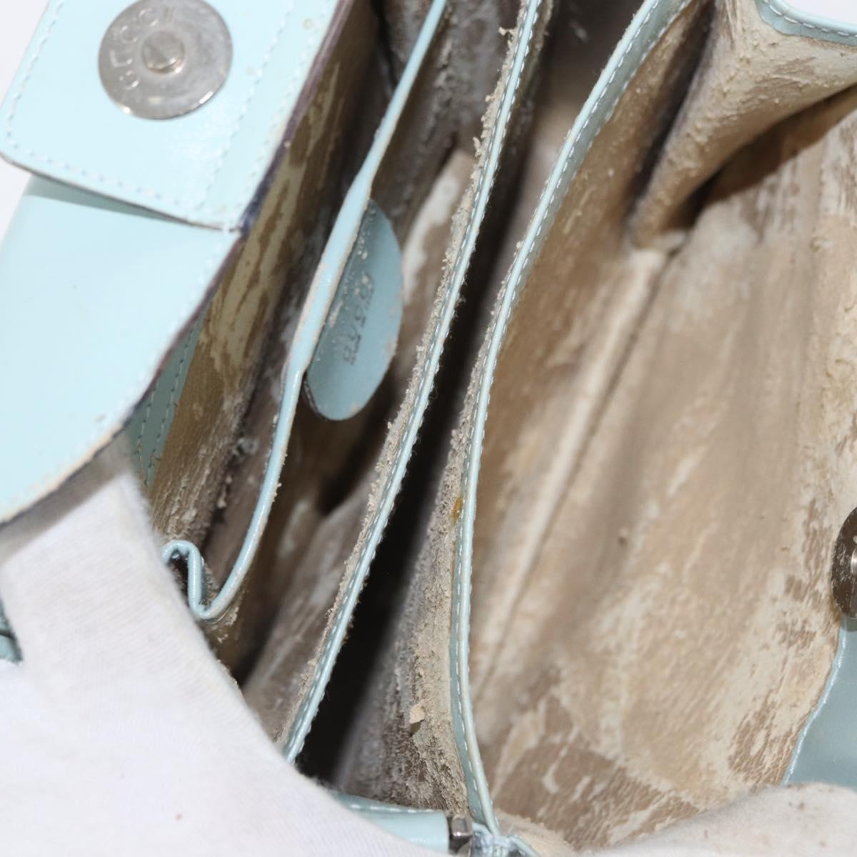 GUCCI Shoulder Bag Leather Light Blue Silver 007 406 0259 Auth ep11902