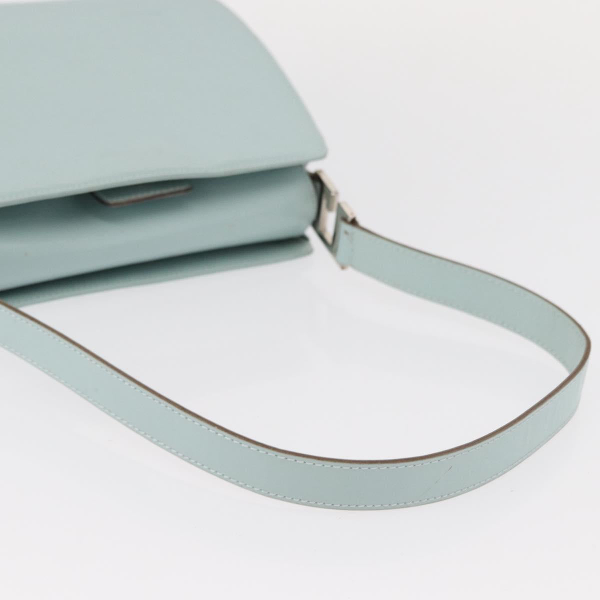 GUCCI Shoulder Bag Leather Light Blue Silver 007 406 0259 Auth ep11902