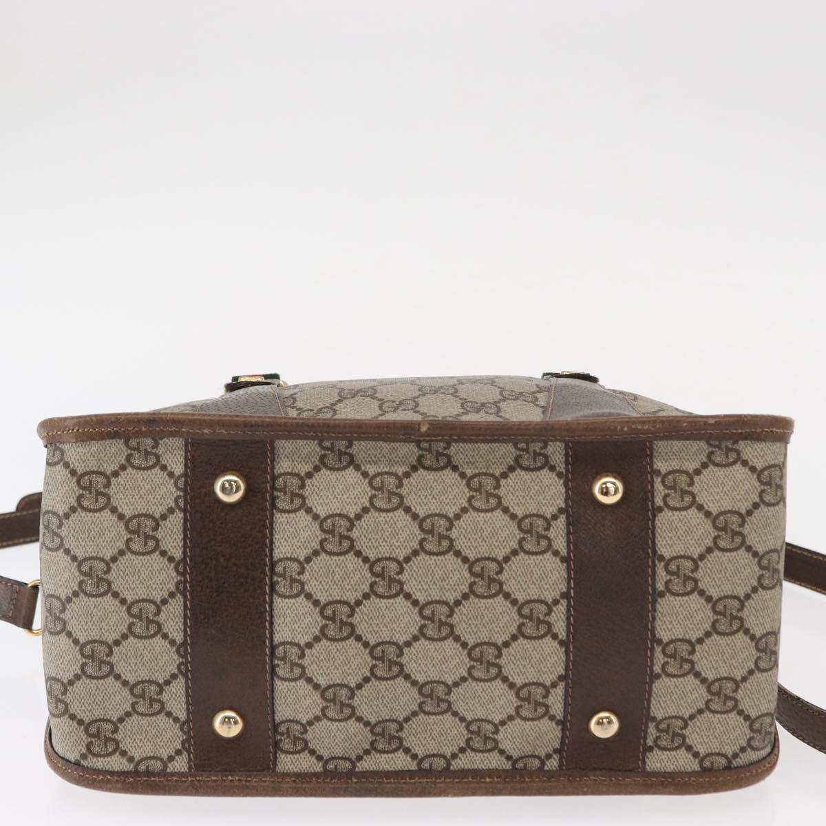 GUCCI GG Supreme Web Sherry Line Bag PVC 2way Beige Gold 41 02 039 Auth ep11903