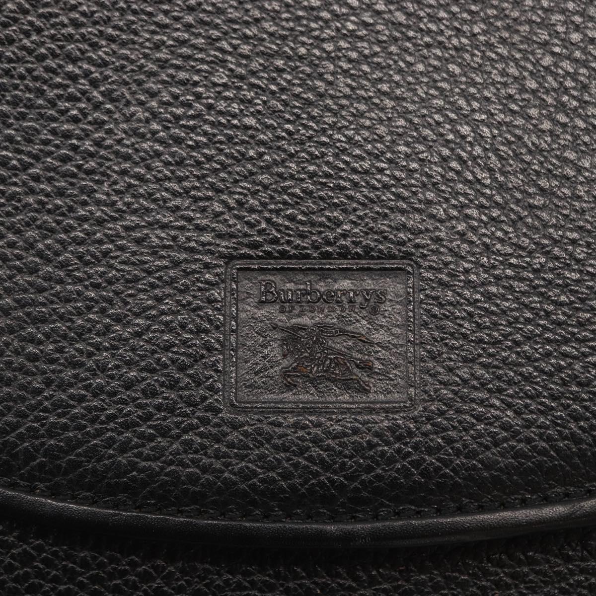 Burberrys Shoulder Bag Leather Black Gold Auth ep11908