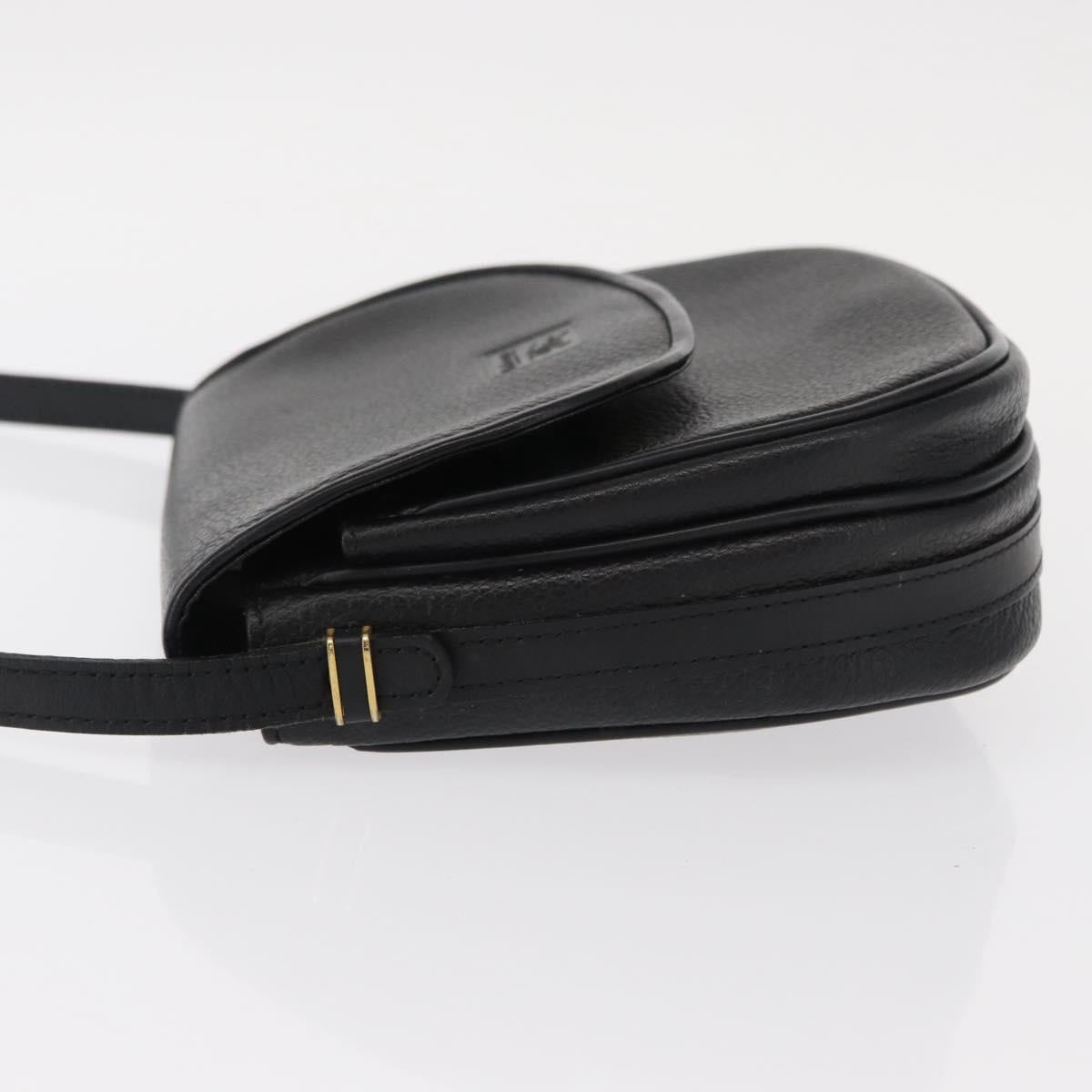 Burberrys Shoulder Bag Leather Black Gold Auth ep11908