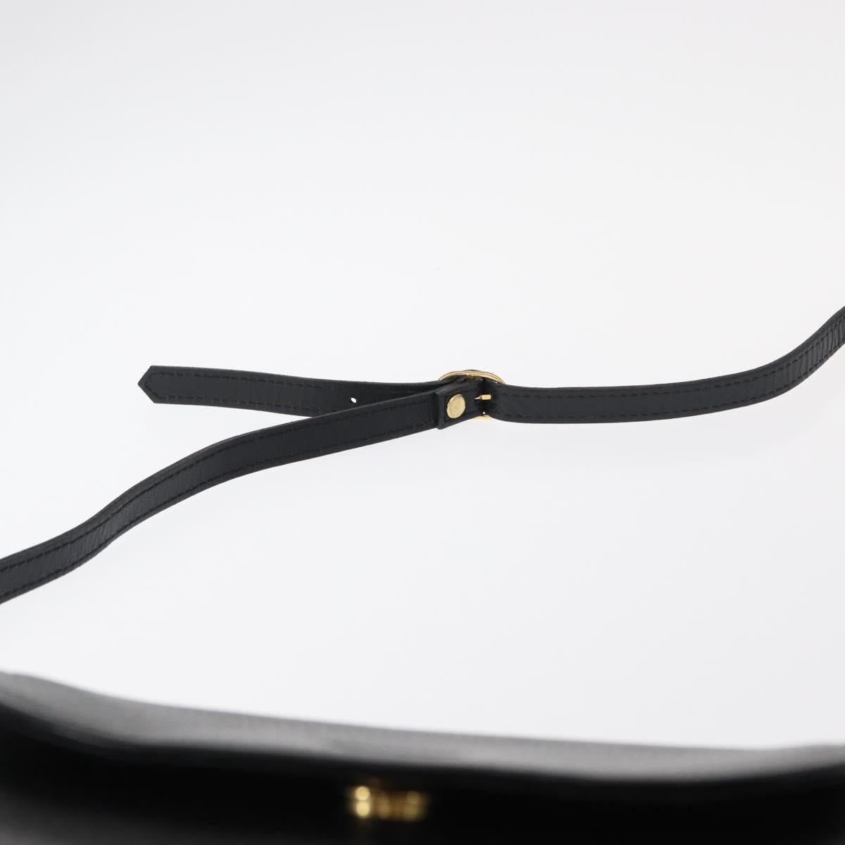 Burberrys Shoulder Bag Leather Black Gold Auth ep11908