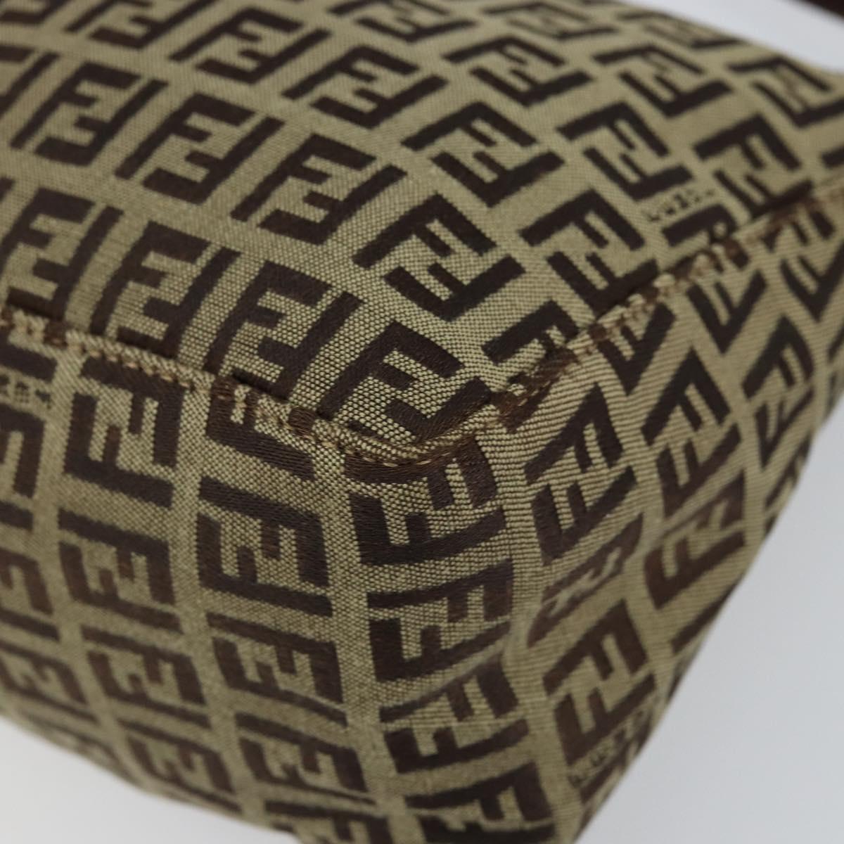 FENDI Zucchino Canvas Mamma Baguette Shoulder Bag Beige Brown gold Auth ep11910