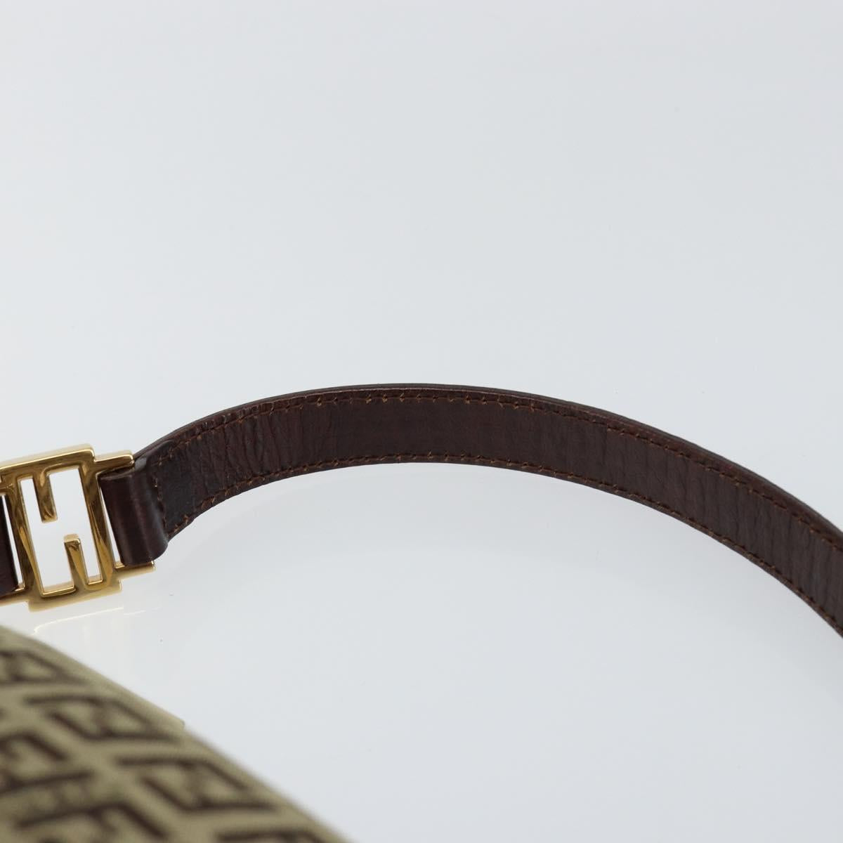 FENDI Zucchino Canvas Mamma Baguette Shoulder Bag Beige Brown gold Auth ep11910