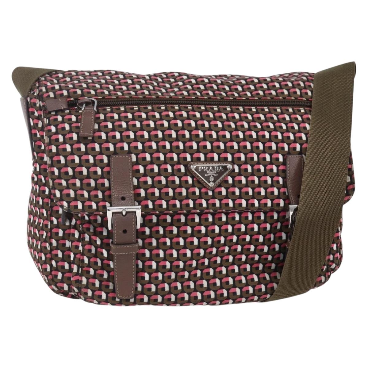 PRADA Shoulder Bag Nylon Pink Silver Auth ep11911