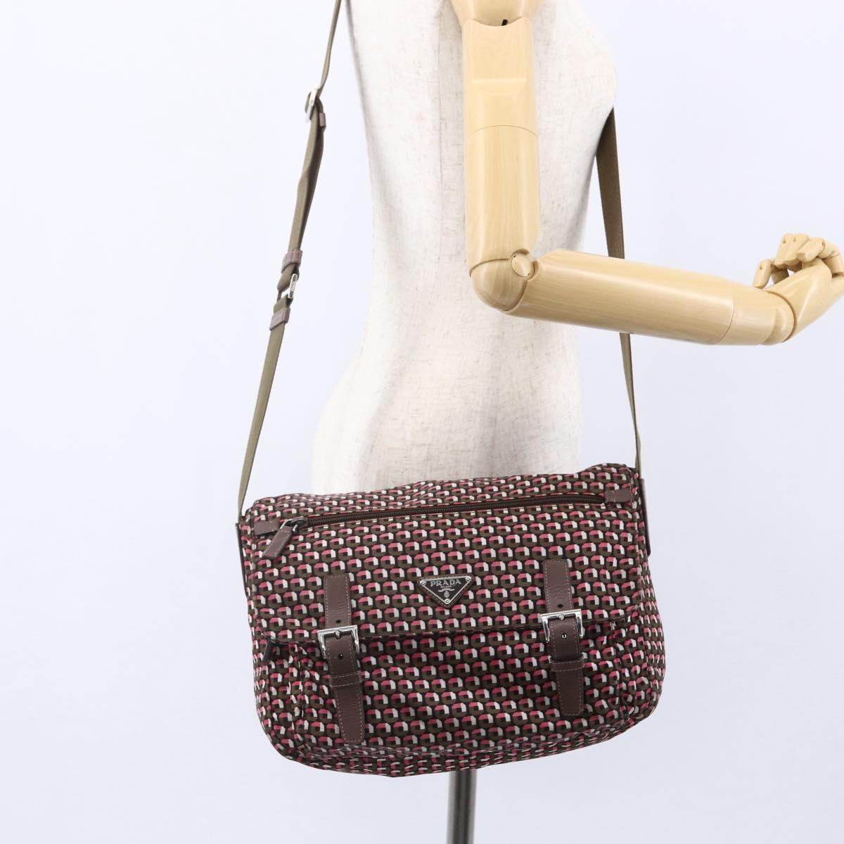 PRADA Shoulder Bag Nylon Pink Silver Auth ep11911