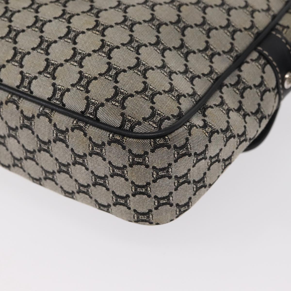 CELINE Macadam Canvas Shoulder Bag Gray Silver Auth ep11913