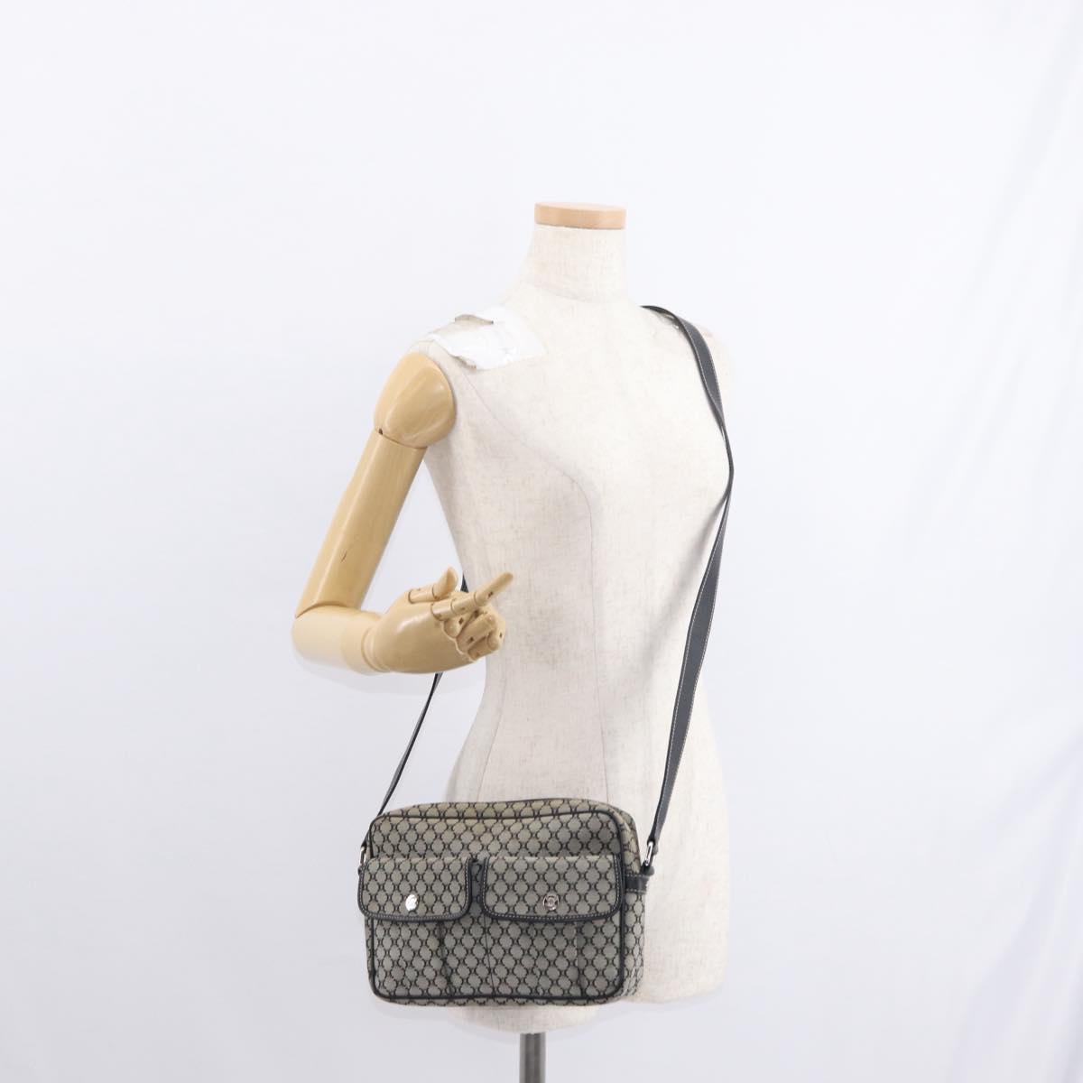 CELINE Macadam Canvas Shoulder Bag Gray Silver Auth ep11913