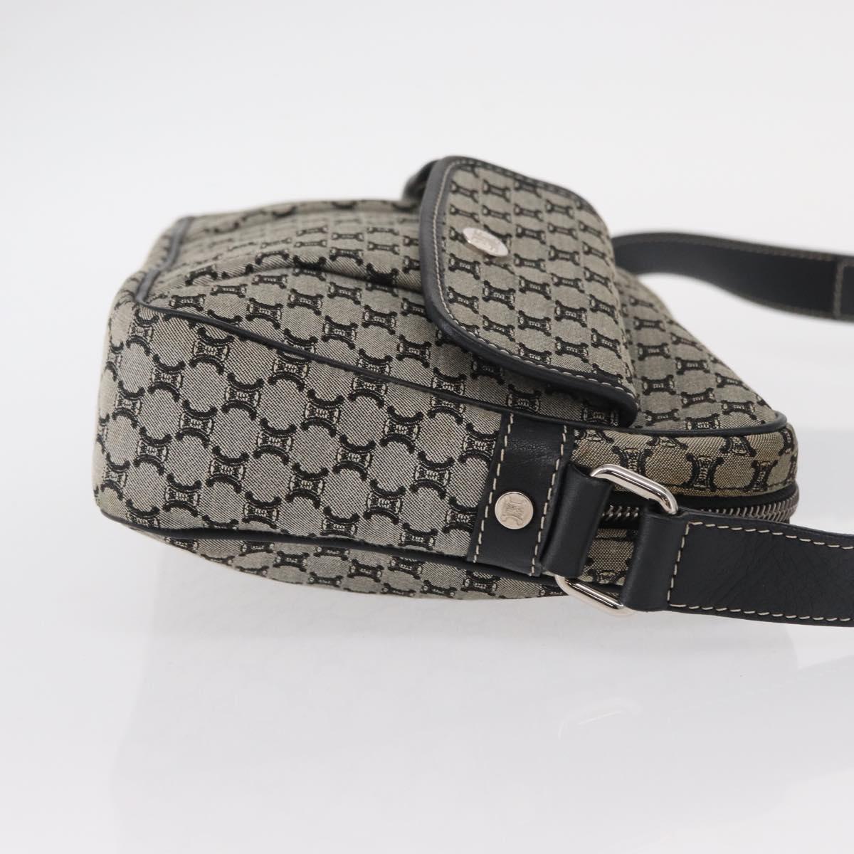 CELINE Macadam Canvas Shoulder Bag Gray Silver Auth ep11913