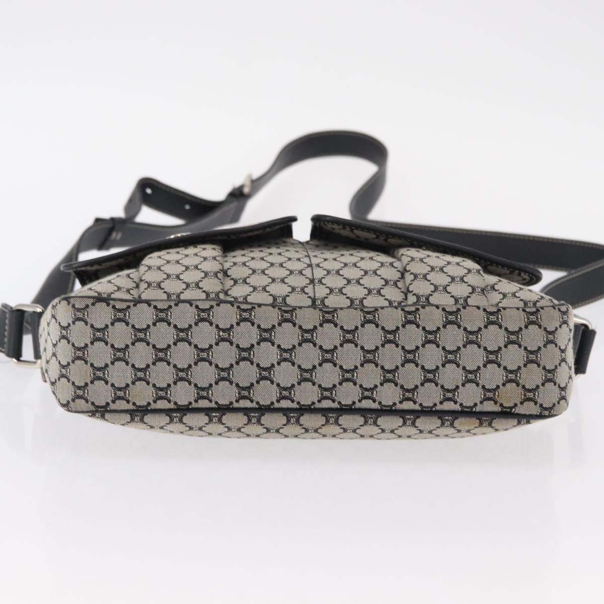 CELINE Macadam Canvas Shoulder Bag Gray Silver Auth ep11913