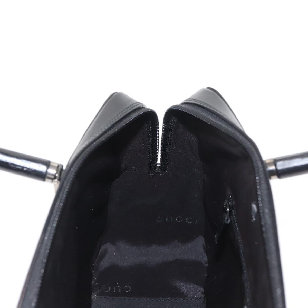 GUCCI Bamboo Hand Bag Leather Black Silver 000 0828 Auth ep11915