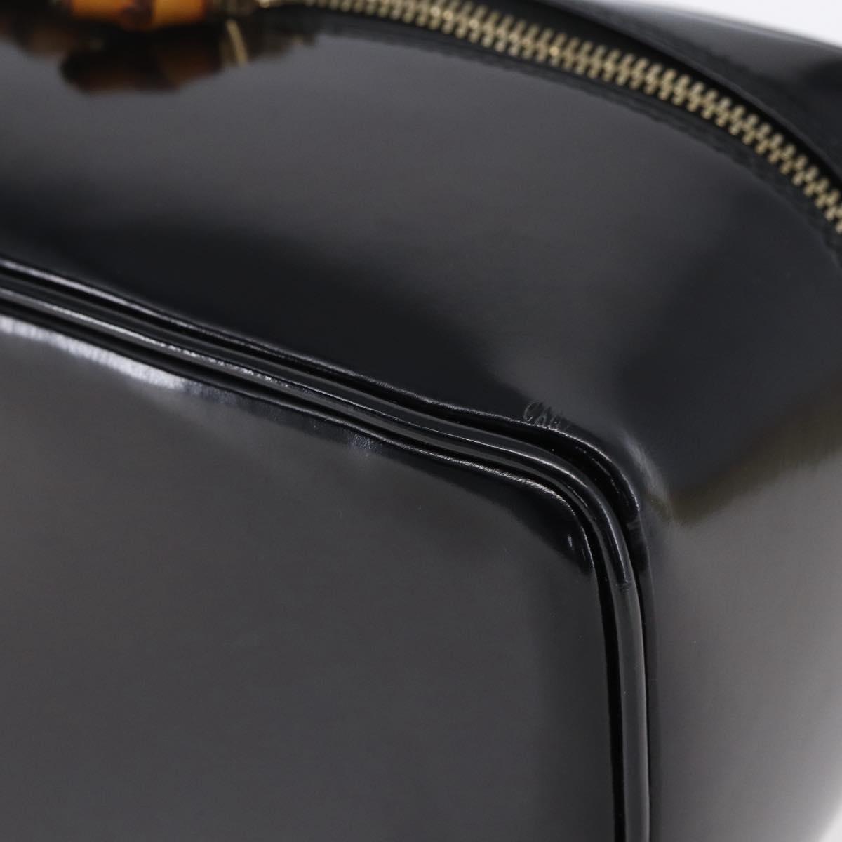 GUCCI Pouch Enamel Black Gold 032 1705 0150 Auth ep11916