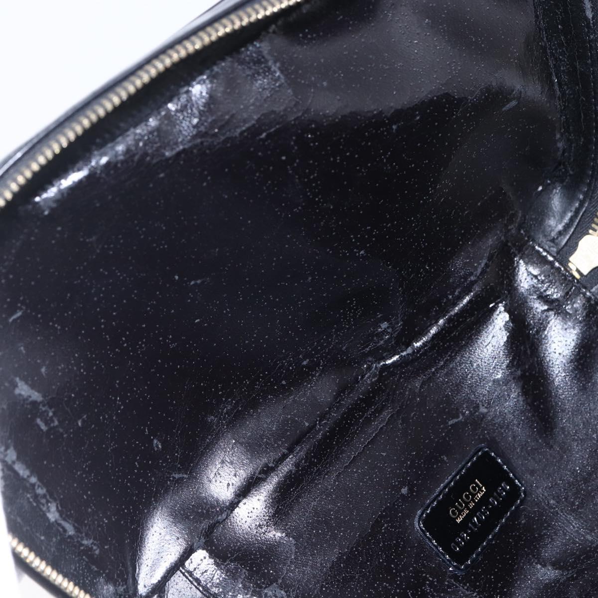GUCCI Pouch Enamel Black Gold 032 1705 0150 Auth ep11916