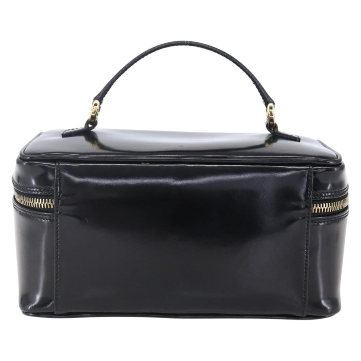 GUCCI Pouch Enamel Black Gold 032 1705 0150 Auth ep11916