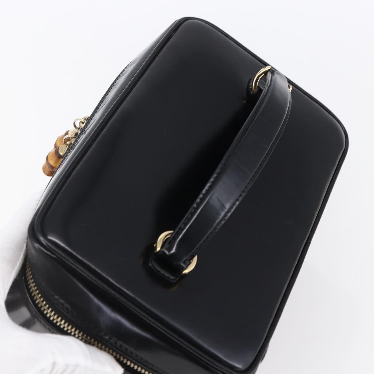GUCCI Pouch Enamel Black Gold 032 1705 0150 Auth ep11916