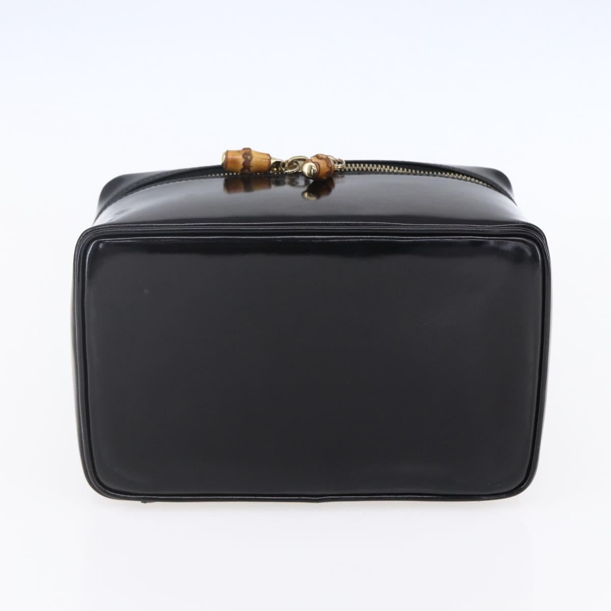 GUCCI Pouch Enamel Black Gold 032 1705 0150 Auth ep11916